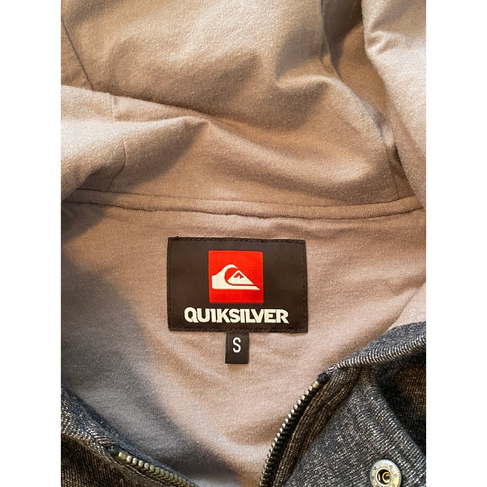 Quiksilver Mens Small Charcoal Gray Heather Full Zip Hooded Jacket Skater Casual - Picture 8 of 11